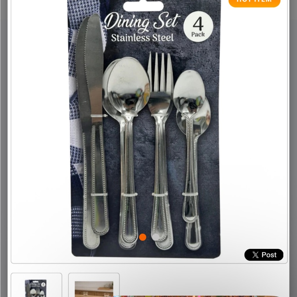 Classic Beaded Stainless Steel 4-Piece Dining Set - Silver